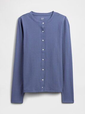 NWT XL Blue Gap Ribbed Button-Up Top
